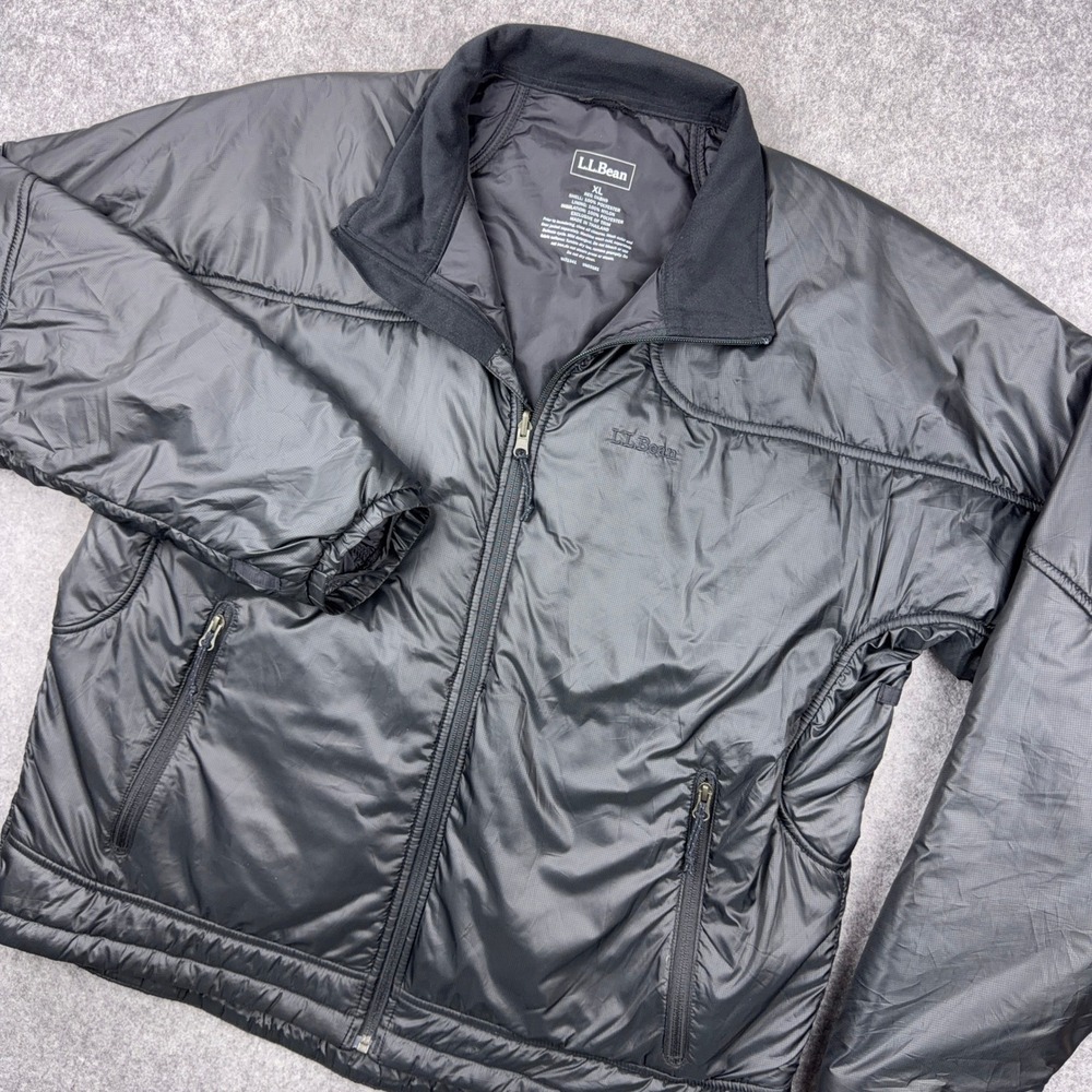 LL Bean Weather Challenger Jacket Mens XL Black Primaloft Liner Full Zip Outdoor